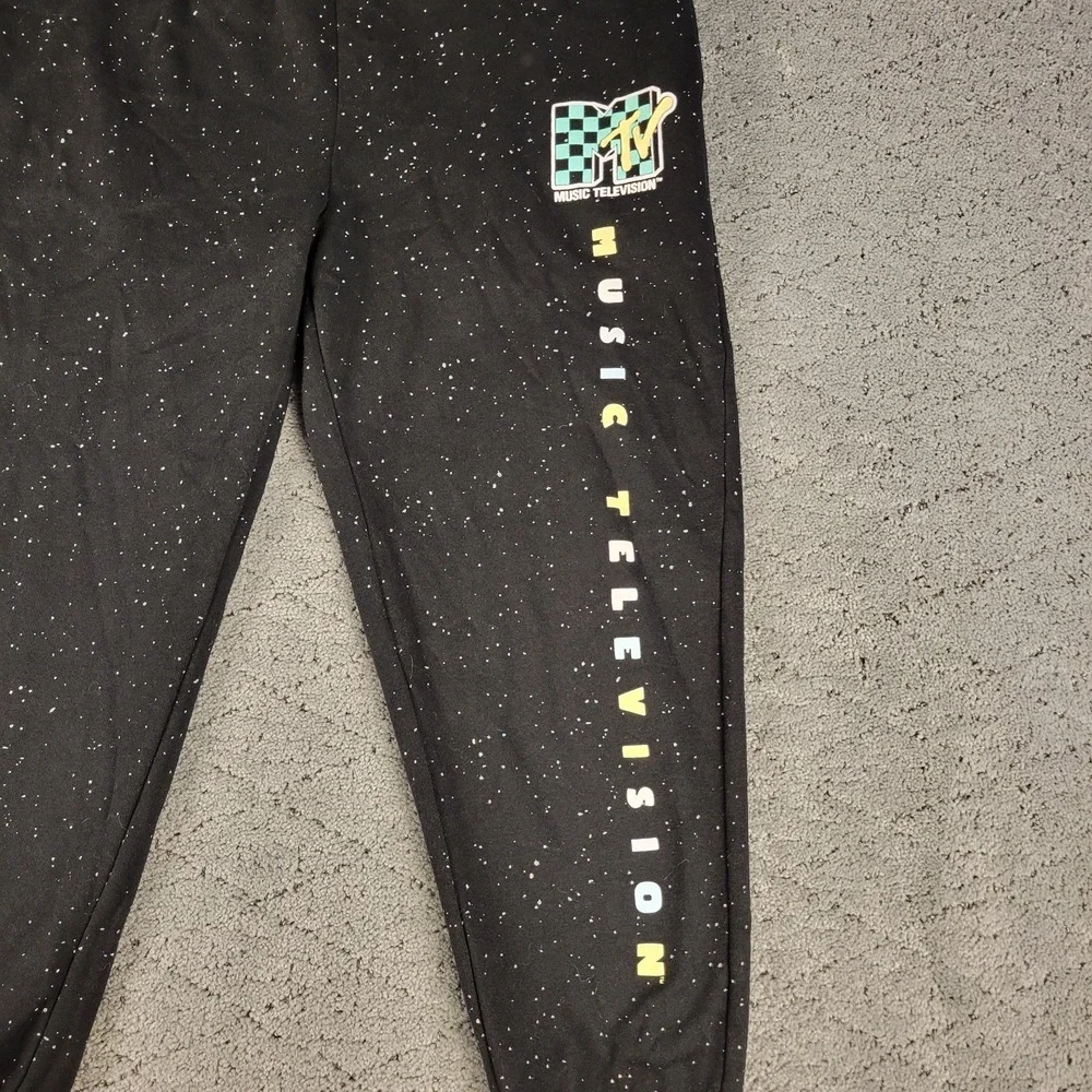 MTV Sweatpants Mens XL Black Jogger Pull On Elastic Waist Drawstring Tapered